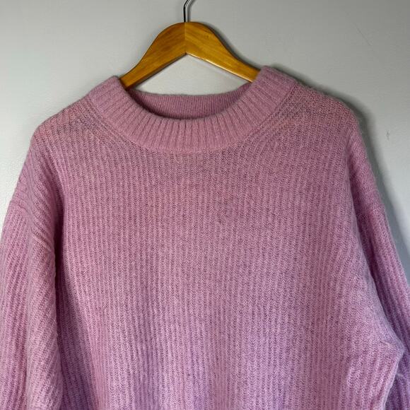 Everlane Alpaca Wool Crewneck Sweater Womens Large Pink Preppy Thick Chunky Knit - Picture 5 of 9